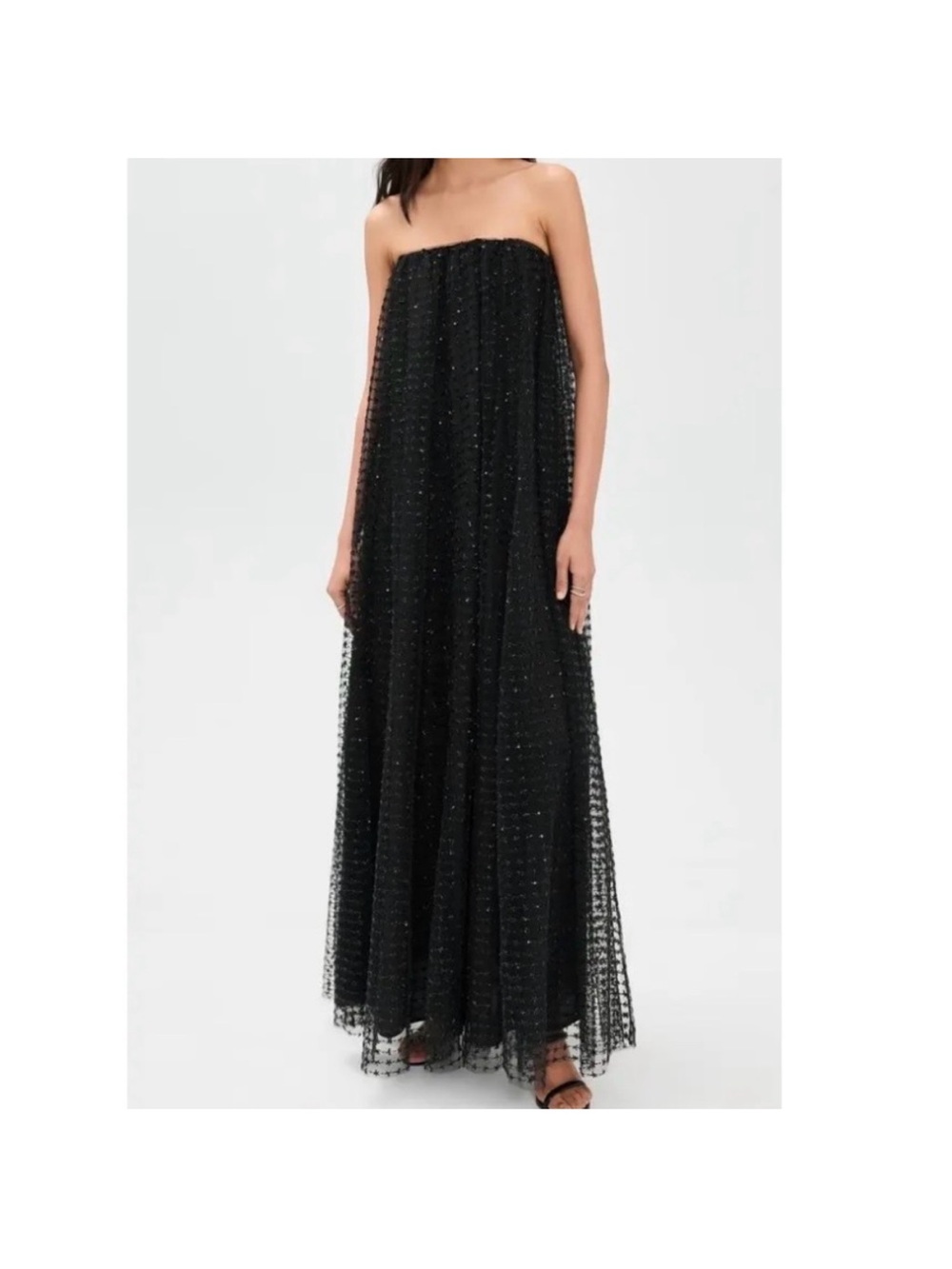 Strapless Black Sparkle Maxi Dress